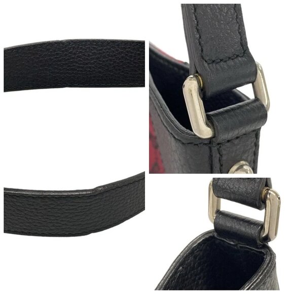 GUCCI GG Red Black Jacquard Leather Shoulder Bag 492-062825 - Picture 7 of 14